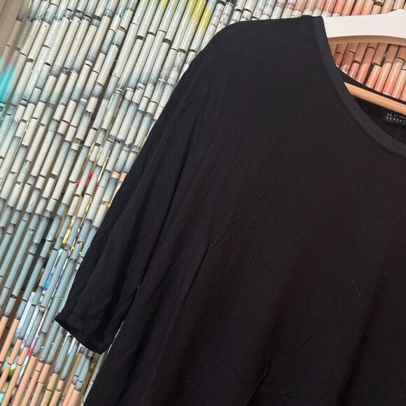 H by Halston Essentials, Short Sleeve Rayon Blend T-Shirt, Black, Medium - Picture 3 of 9